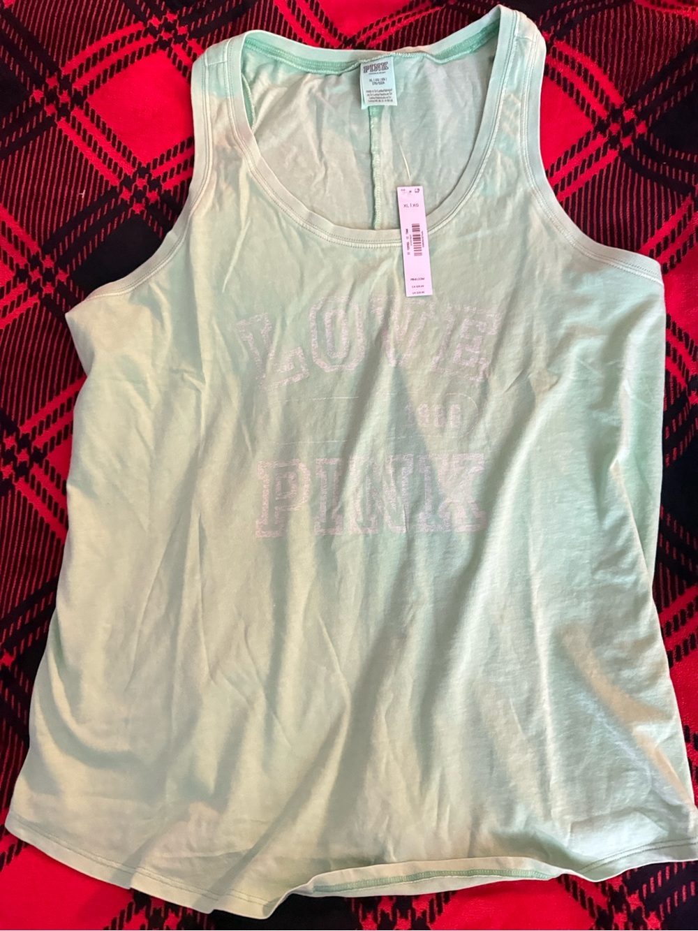 PINK Victoria's Secret Mint Green Logo Tank Top